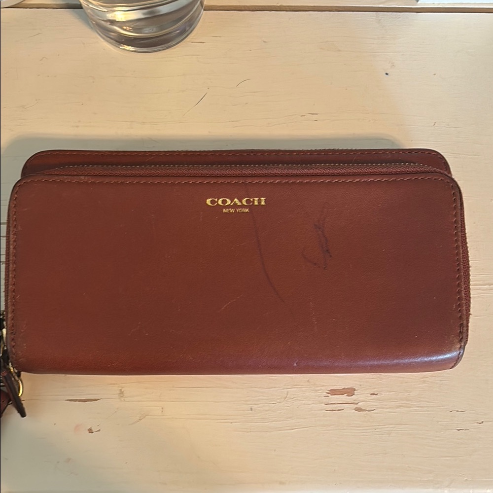 Coach Brown Leather Wallet Zip-Around Classic